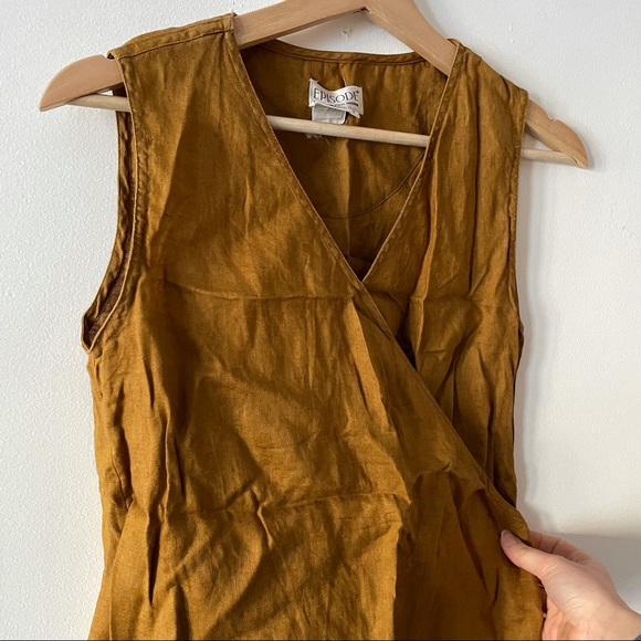 Vintage linen copper blouse with wrap bust - Picture 2 of 4
